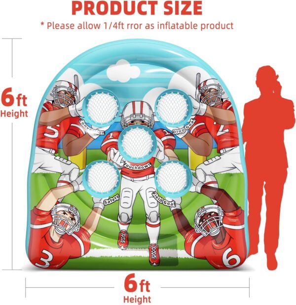 6Ft Football Target Toss Game – Inflatable Football Throwing Target Toy for Kids – Carnival Party Games