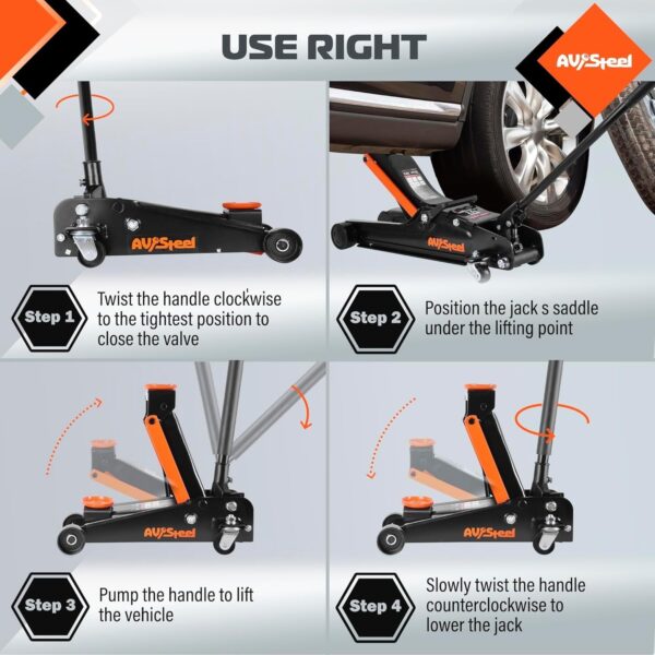 b4b44124452c426ba39916c2d26c213d 3 Ton Heavy Duty Hydraulic Floor Jack for Car (6600 lbs) With Single Piston Pump, Quick Lift, Lifting Range 5.5” to 18.5”