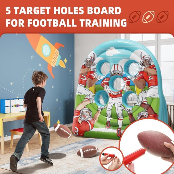 6Ft Football Target Toss Game – Inflatable Football Throwing Target Toy for Kids – Carnival Party Games