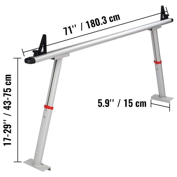 BENTISM Truck Rack Pick up Truck Ladder 17 -29 Height 800 lbs Capacity for Kayak
