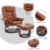 Multi-Position Recliner and Curved Ottoman with Swivel Base