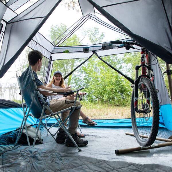 CORE Instant Cabin Tents with LED Lights | 6 Person / 9 Person / 12 Person Family Multi Room Lighted Pop Up Tents for Camping | Included Storage Pockets for Camping Accessories