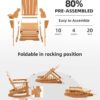 Folding Adirondack Rocking Chair,4-in-1 Multifunctional Patio Chair with Retractable Ottoman, Outdoor Chair Wood Texture, Lawn Chair for Porch, Backyard, Pool(Grey)