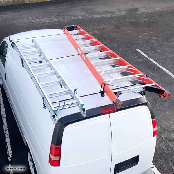 b5dd094d788849fbb46a4c3d2fb8ee9d Vantech GFY Heavy Duty 3 Bar Ladder Roof Rack Fits: Chevy Express All Year Trims (Black)