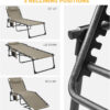 Adjustable 4-Position Folding Chaise Lounge Chair with Pillow Pocket, Supports 265lbs