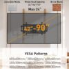Perlegear UL-Listed Full Motion TV Wall Mount for 42–90 Inch TVs up to 150 lbs, Pre-Assembled TV Mount with Tool-Free Tilt, Swivel, Extension, Max VESA 600 x 400mm, 12′′/16′′/18′′/24′′ Wood Studs, PGLF16