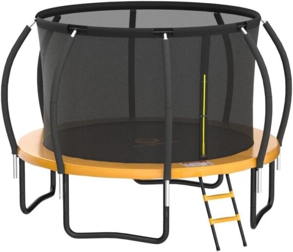 JUMPZYLLA Trampoline 8FT 10FT 12FT 14FT 15FT 16FT Trampoline with Enclosure – Recreational Trampolines with Ladder and AntiRust Coating, ASTM Approval Outdoor Trampoline for Kids