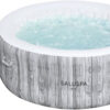 Bestway SaluSpa Fiji AirJet Large Round 2 to 4 Person Inflatable Hot Tub Portable Outdoor Spa with 120 AirJets and EnergySense Cover, Grey