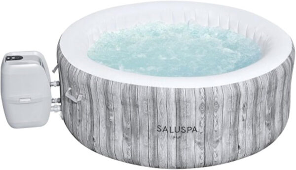 Bestway SaluSpa Fiji AirJet Large Round 2 to 4 Person Inflatable Hot Tub Portable Outdoor Spa with 120 AirJets and EnergySense Cover, Grey