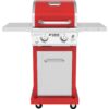 2-Burner Propane Gas Grill, Red – Stainless Steel, 28,000 BTUs, Compact Design
