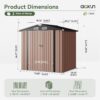 Aoxun 6.2×4 FT Shed Outdoor Storage Shed Metal Garden Shed with Lockable Doors & Slooping Roof Tool Shed Bike Shed for Backyard, Patio, Poolside (Brown)