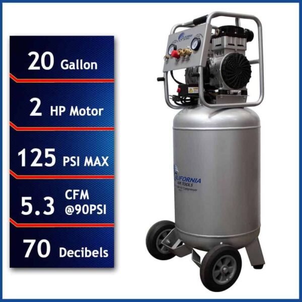 California Air Tools 20020 20 Gal. 2.0 HP Ultra Quiet and Oil-Free Electric Air Compressor