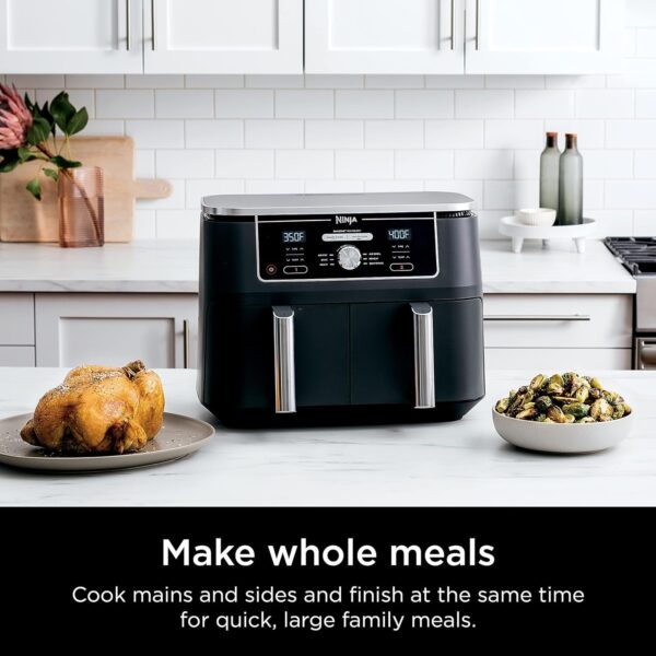 b72de7946b3a41b787f405bb7f5ba59c DZ401 Foodi 10 Quart 6-in-1 DualZone XL 2-Basket Air Fryer with 2 Independent Frying Baskets, Match Cook & Smart Finish to Roast, Broil, Dehydrate for Quick, Easy Family-Sized Meals, Grey