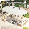 15ft Patio Umbrella with Solar Lights, Large Double Umbrella Outdoor, Rectangle 180”x106” Umbrellas with 156 PCS LED Lights and Crank Handle for Backyard Deck Pool Shade in Black(1.9′′ Pole)