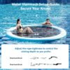 Round Inflatable Floating Dock, Sunchill Float Ring, Hammock Tanning Pool with 4in Woven Fabric, Manual Pump for 1-2 Min Quick Inflate/Deflate, Fits 2-8, Ideal for Lakes, Pools, Oceans