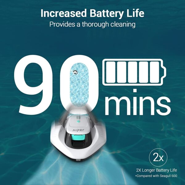 Cordless Robotic Pool Cleaner, Pool Vacuum Lasts 90 Mins, LED Indicator, Self-Parking, Ideal for Above/In-Ground Flat Pools up to 40 Feet – Gray