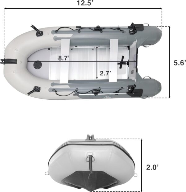 b8a17ace2d9d40f0870cb5f04e273c6c Inflatable Boat | Yacht Dinghy Tender Raft | Multi Person Fishing Boat | Aluminum Floor Oars | Fishing Rod Holders | Heavy-Duty PVC | 2024 Model |