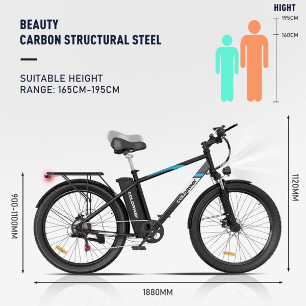 BK3M 500W Electric Bike, 26′′x3.0′′, 36V/15Ah, Shimano 7-Speed, Carbon Steel, IP54 Waterproof