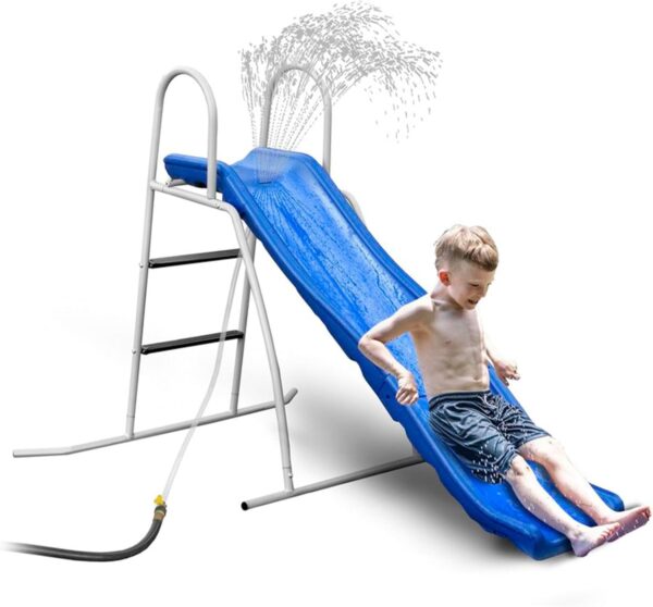 b913a2fed5f241cd8577ea7af5e9af59 XDP Recreation 6 Foot Water Wave Slide with Built In Adjustable Sprinkler, Freestanding with Ground Pad and Hose Extension for Lawn Fun, Ages 3 to 8