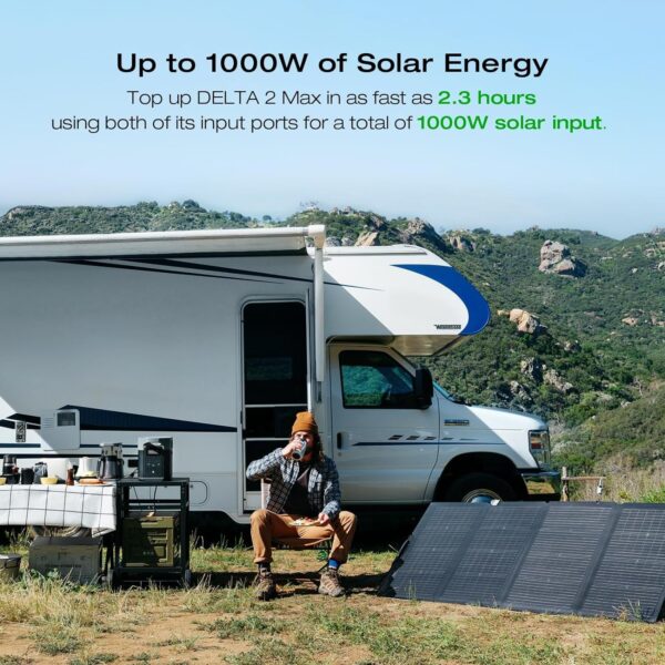 Portable Power Station DELTA 2 Max, 2400W LFP Solar Generator, Full Charge in 1 Hr, 2048Wh Solar Powered Generator for Home Backup(Solar Panel Optional)