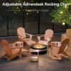 Folding Adirondack Rocking Chair,4-in-1 Multifunctional Patio Chair with Retractable Ottoman, Outdoor Chair Wood Texture, Lawn Chair for Porch, Backyard, Pool(Grey)