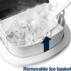 Nugget Ice Maker Countertop with Handle, Ready in 6 Mins, 34lbs Per Day, Removable Top Cover, Auto-Cleaning, Portable Sonic Ice Maker with Basket and Scoop, for Home/Party/RV/Camping (Black)