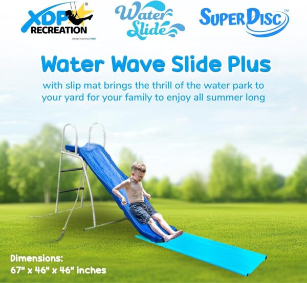 b98b6bbe22bb493b8628194e370d962d-1 XDP Recreation 6 Foot Water Wave Slide with Built In Adjustable Sprinkler, Freestanding with Ground Pad and Hose Extension for Lawn Fun, Ages 3 to 8