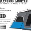 CORE Instant Cabin Tents with LED Lights | 6 Person / 9 Person / 12 Person Family Multi Room Lighted Pop Up Tents for Camping | Included Storage Pockets for Camping Accessories