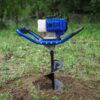 Post Hole Digger Gas Powered, 52cc 2.4 HP 2 Stroke Engine Earth Auger with 8′′ Drill Bit, EPA Compliant Post Hole Auger