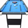 Hathaway Fairmont 6 Ft Portable Pool Table, Adults Folding Billiards Tables for Game Room with Easy Foldable Storage, Includes Full Set of Billiard Balls, Cues, Chalk & Brush