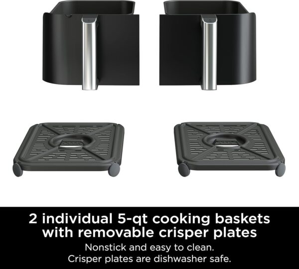 ba4eb205296e4a32a3ecb79fd8857581 DZ401 Foodi 10 Quart 6-in-1 DualZone XL 2-Basket Air Fryer with 2 Independent Frying Baskets, Match Cook & Smart Finish to Roast, Broil, Dehydrate for Quick, Easy Family-Sized Meals, Grey