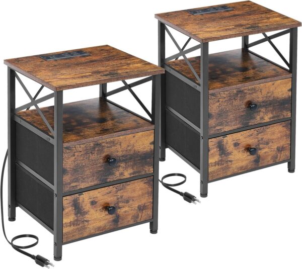 ba7852a4b3334a2aa5b31558c2227cb6 AMHANCIBLE Night Stand Set 2, Nightstand with Charging Station