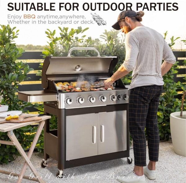 Burner Gas grill with side burner and enameled cast iron grille 42,000BTU outdoor cooking stainless steel propane grill Garden grill