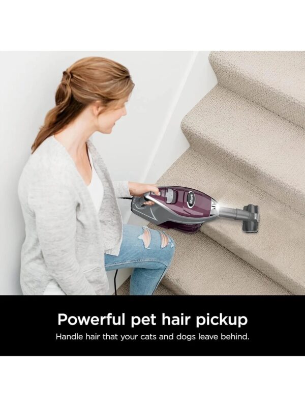 HV322 Rocket Deluxe Pro Corded Stick Vacuum with LED Headlights, XL Dust Cup, Lightweight, Perfect for Pet Hair Pickup, Converts to a Hand Vacuum, with Pet Attachments, Bordeaux/Silver