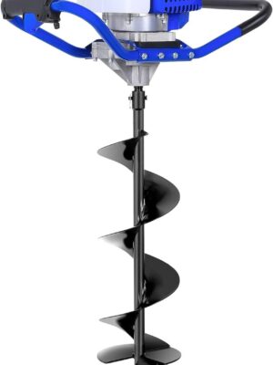 Post Hole Digger Gas Powered, 52cc 2.4 HP 2 Stroke Engine Earth Auger with 8′′ Drill Bit, EPA Compliant Post Hole Auger