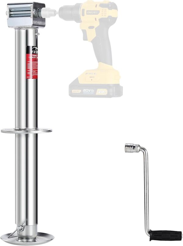 bcdc18f1132f46c286ab881d1cc9b119 5000 lbs A-Frame Trailer Jack, 23′′ Vertical Travel, 20-24V Cordless Drill Compatible, Adjustable Drop Leg, for Utility, Yacht (Black)