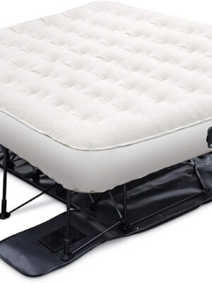 Ivation EZ-Bed (King) Air Mattress with Frame & Rolling Case, Self Inflatable, Blow Up Bed Auto Shut-Off, Comfortable Surface AirBed, Best for Guest, Travel, Vacation, Camping