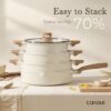22pcs Pots and Pans Set Nonstick, Cookware Set White Granite Induction Kitchen Cooking Set w/Frying Pans & Saucepans& Grill Pan(PFOS, PFOA Free)