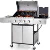 Burner Gas grill with side burner and enameled cast iron grille 42,000BTU outdoor cooking stainless steel propane grill Garden grill