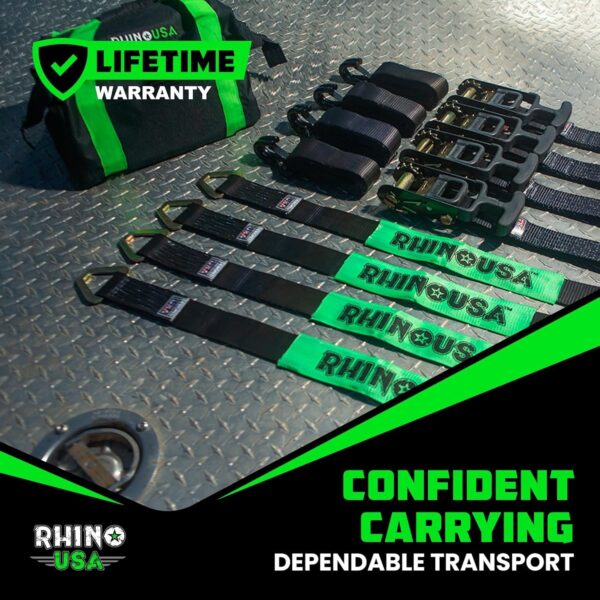 bd891a5ac1d640ba9449c6a88d3ec2fb Car Tie Down Straps for Trailers with J Hooks (4-Pack) – 2 Inch x 8 Feet (10,000lb Break Strength) – Heavy Duty T-Handle Car Hauler Tire Straps for Trailer & UTV with Axle Straps – Black