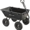 Heavy Duty Poly Utility Dump Wagon Garden Cart w/Pneumatic Tires, 6 Cu Ft – 1200 lb Capacity Outdoor Wheelbarrow for Yard, Landscaping & Gardening, Lawn Tractor or ATV Towable-Gorilla Carts