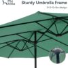 15ft Patio Umbrella Double-Sided Outdoor Market Extra Large Umbrella with Crank, Umbrella Base Included (Dark Red)