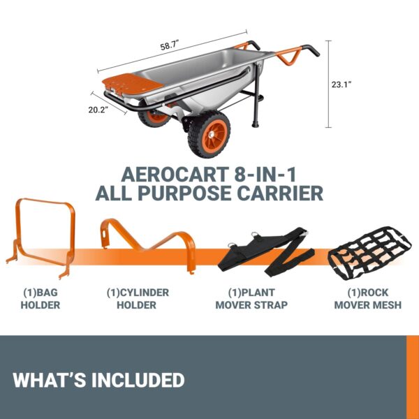 be7161f2e65f4eaab3665c72b51d5169 Worx WG050 8-in-1 Aerocart Garden Cart/Wheelbarrow Heavy Duty/Dolly