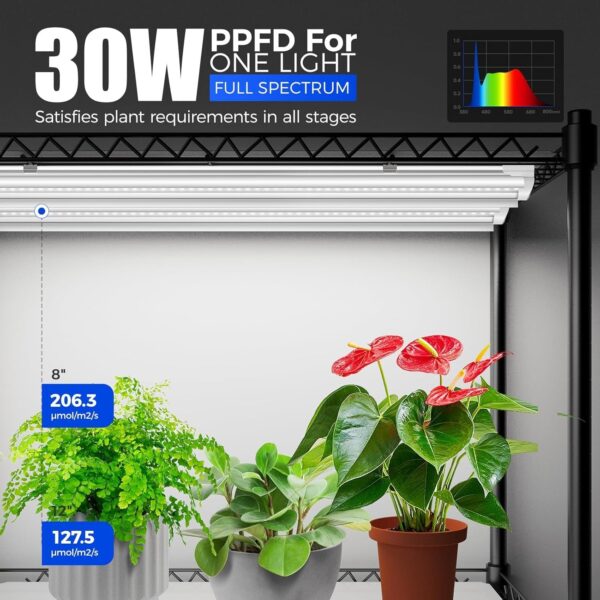 Barrina Mini Greenhouse with LED Grow Light for Indoor Plant, 4-Tier Portable Metal Plant Stand with Wheels, Plant Shelf with Tent, 6Pcs Plant Light with Timer and Thermo-Hygrometer, 35.4×13.8x59IN
