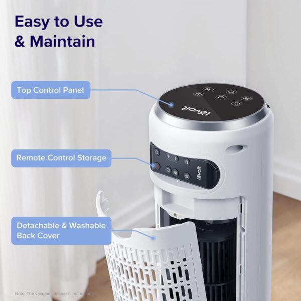 bea9e3b2322b4dd78ddde643ac36d9ed LEVOIT Tower Fan for Bedroom, Standing Fan that Blows Cold Air for Home, 28dB Quiet for Sleep, Remote, 90° Oscillation, 12H Timer, 25ft/s Velocity, 5 Speeds, 4 Modes, Bladeless 36 inch, White