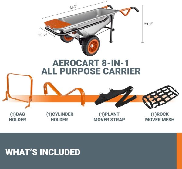 bedce2f8f8d14741b88292f6a7cf3176 Worx WG050 8-in-1 Aerocart Garden Cart/Wheelbarrow Heavy Duty/Dolly