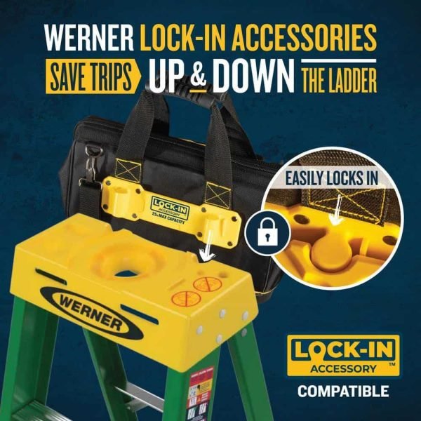 bf08f61527fc4961b8c6980fd825fcb8 Werner 6 ft. Fiberglass Step Ladder (10 ft. Reach Height) with 225 lb. Load Capacity Type II Duty Rating