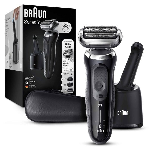 Braun Series 7 7085cc Flex Rechargeable Wet Dry Men s Electric Shaver with Clean Charge Station, Stubble Beard Trimmer