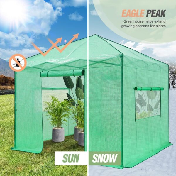 bf0bb25e11474eba9d7d51e07dc290e2 EAGLE PEAK 6×4 Portable Walk-in Greenhouse, Pop-up Indoor Outdoor Garden Green House, Zippered Door and Windows, PE Cover, White