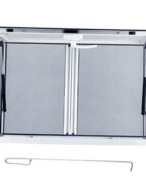 Concession Window 36W x 36H Aluminum Alloy Food Truck Service Window with Sliding Screens & Awning Door, Hydraulic Lift, Locking Mechanism, Versatile for Catering